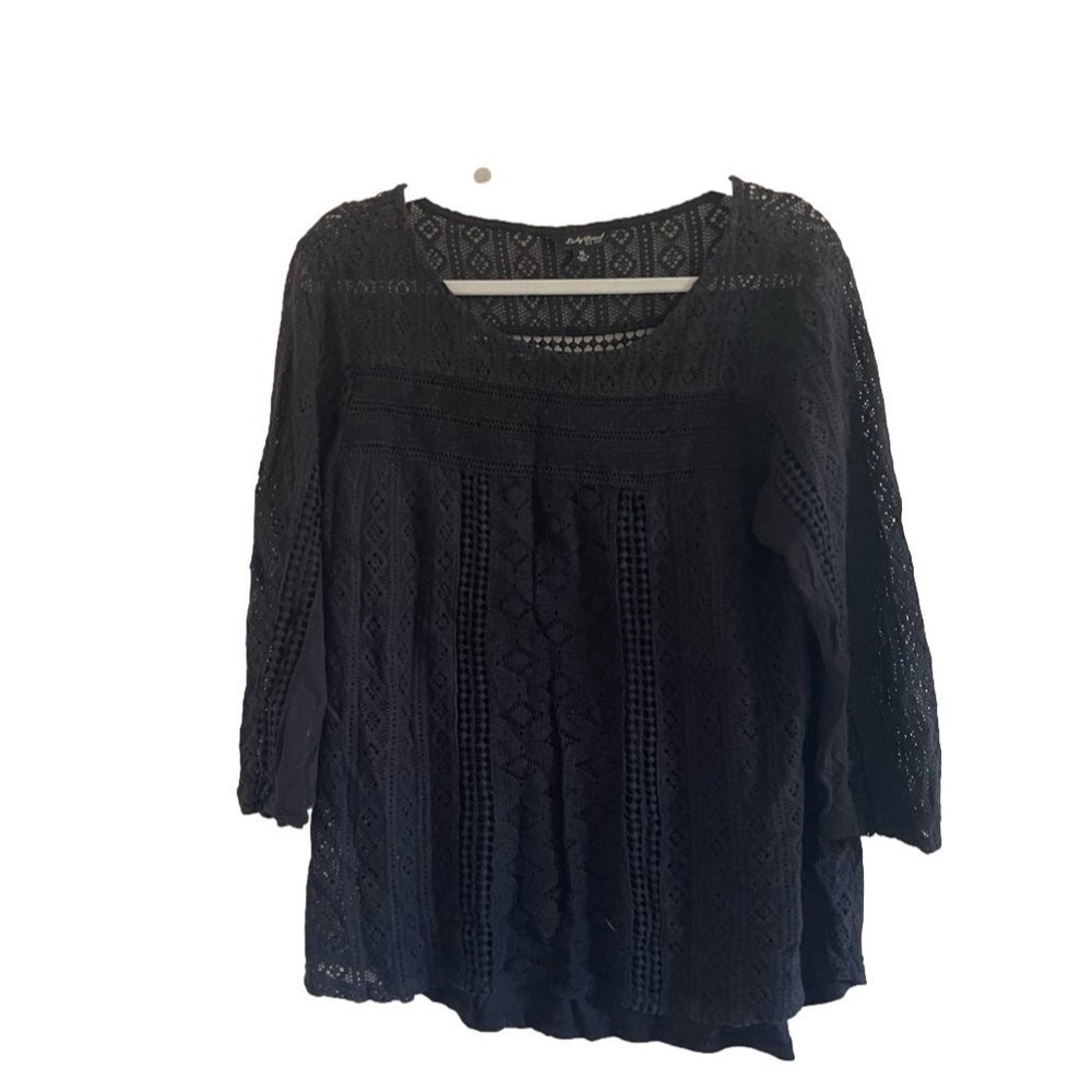 LUCKY brand women’s black 3/4 sleeve blouse size XL